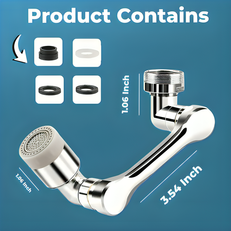 Rotating Faucet/Tap Extender | Stainless Steel Finish | 1180° rotation