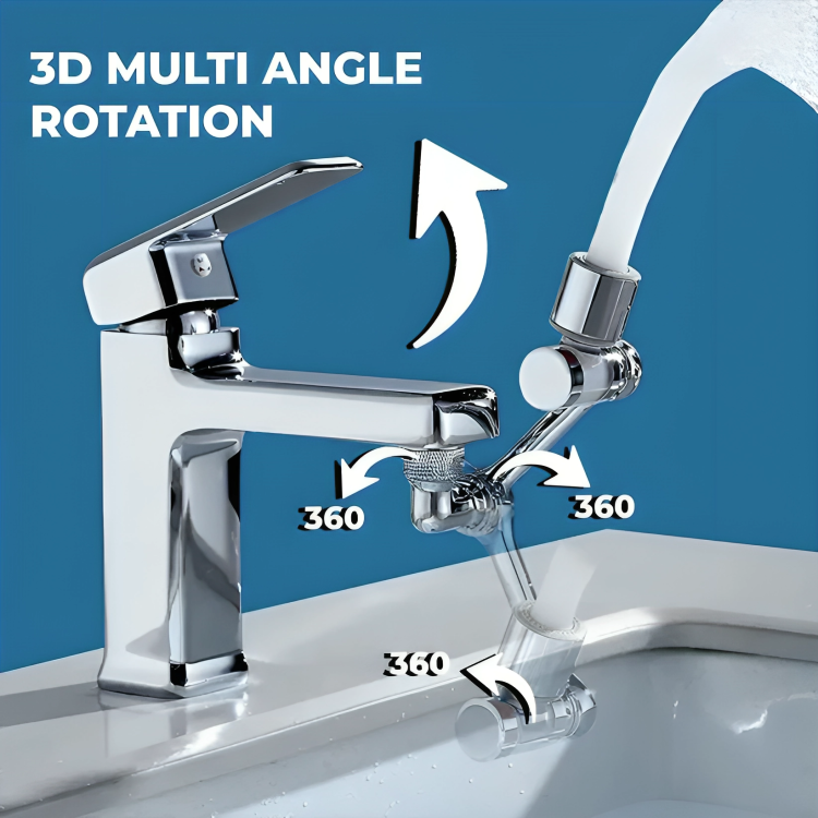 Rotating Faucet/Tap Extender | Stainless Steel Finish | 1180° rotation