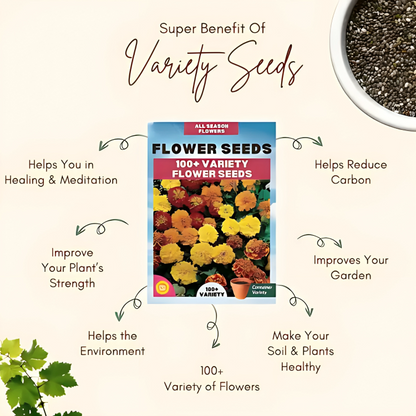 Garden Starter Kit: 100 Flower Seeds + (Free Plant Supplement)