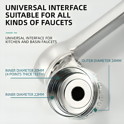 Rotating Faucet/Tap Extender | Stainless Steel Finish | 1180° rotation